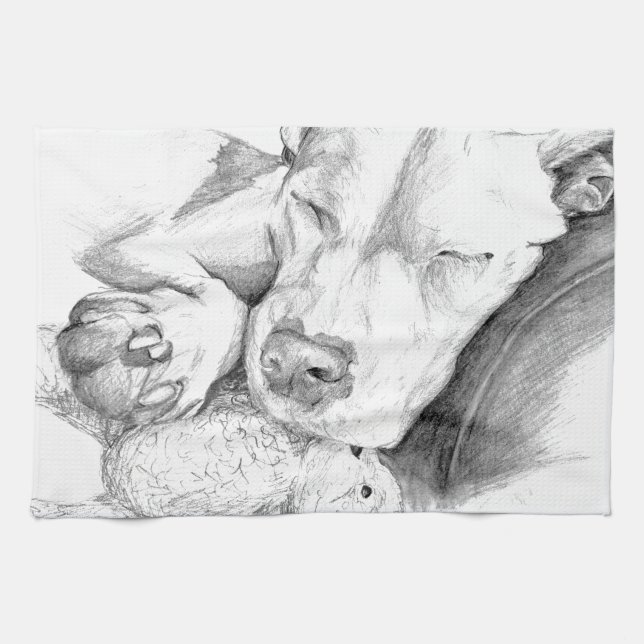Let Sleeping Dogs Lie Tea Towel (Horizontal)
