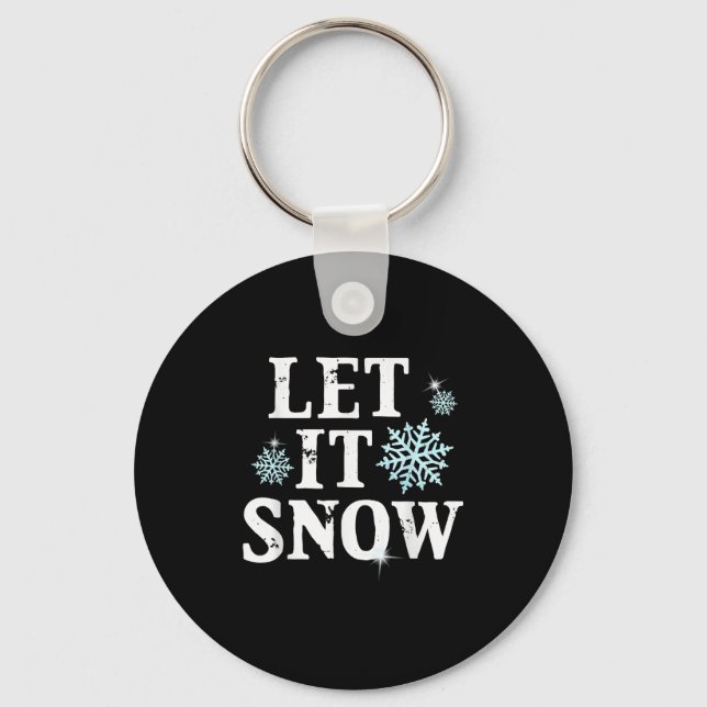 Let Snow Christmas Snowflakes Xmas Matching Family Key Ring (Front)