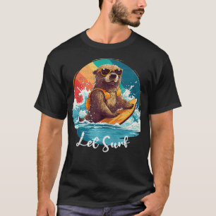 Let Surf California Sea Otter Surfing Otter 841 Lo T-Shirt