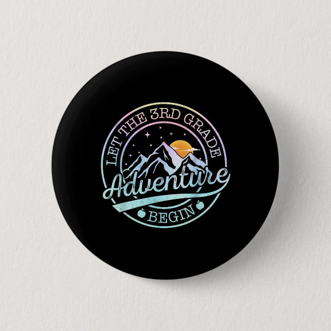 Let The 3rd Grade Adventure Begin Retro First Day 6 Cm Round Badge (Front)