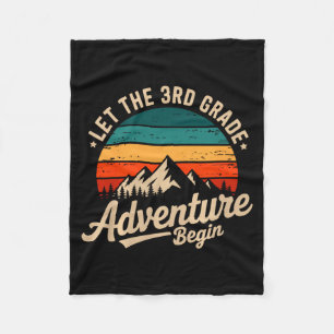 Let The 3rd Grade Adventure Begin Retro First Day  Fleece Blanket