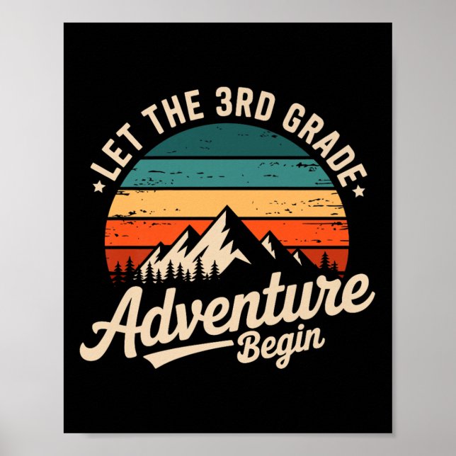 Let The 3rd Grade Adventure Begin Retro First Day  Poster (Front)