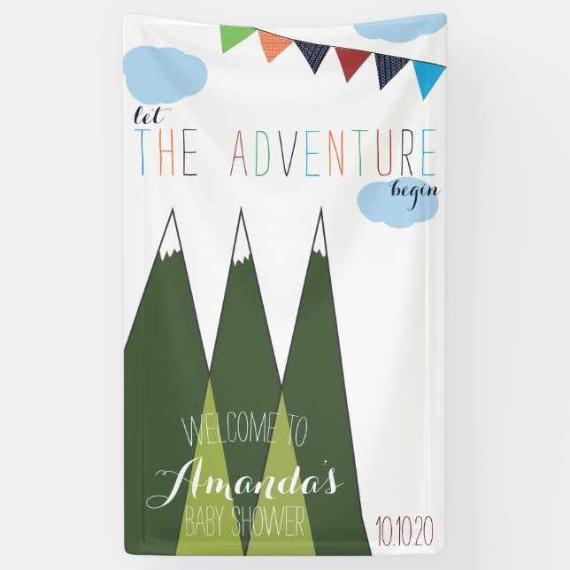Let The Adventure Begin Baby Shower Banner (Vertical)