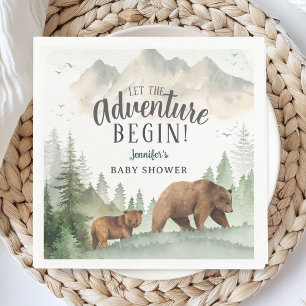 Let The Adventure Begin Baby Shower Boy Woodland Napkin