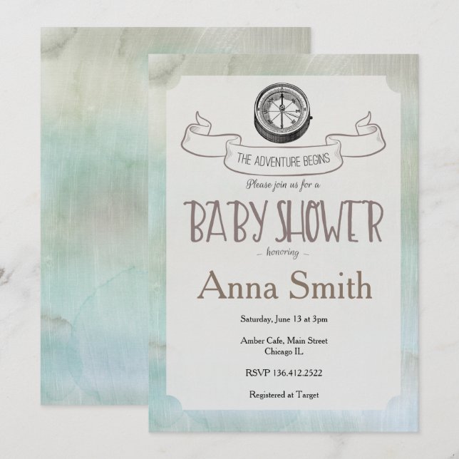 Let the Adventure Begin Baby Shower invitation (Front/Back)