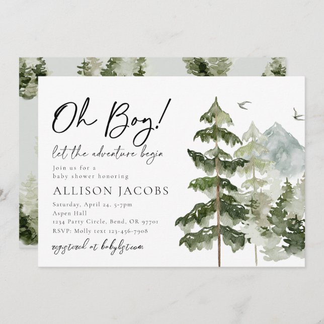 Let The Adventure Begin Baby Shower Invitations (Front/Back)