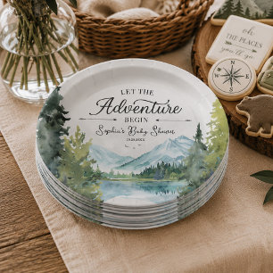 Let The Adventure Begin Baby Shower Paper Plates
