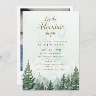 Let The Adventure Begin Baby Shower Photo QR Code Invitation