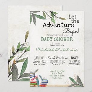 Let the Adventure Begin Book Request Baby Shower Invitation