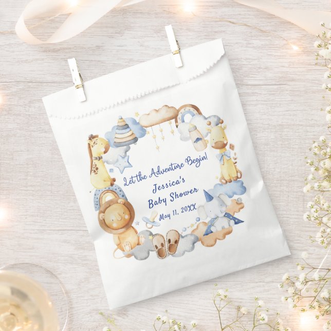Let the Adventure Begin Boy Baby Toy Baby Shower Favour Bags (Clipped)