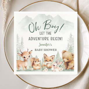 Let The Adventure Begin Boy Woodland Baby Shower Napkin