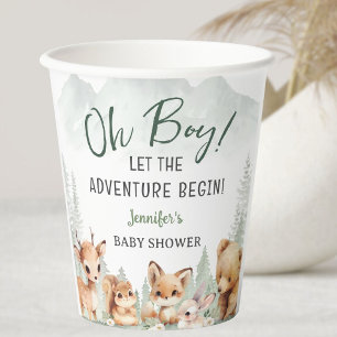 Let The Adventure Begin Boy Woodland Baby Shower  Paper Cups