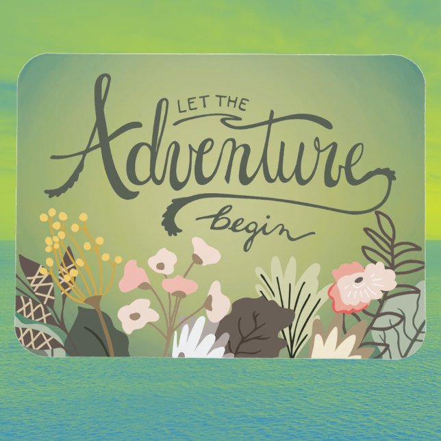 Let The Adventure Begin Cruise Ship Door Finder Magnet (Adventure begins floral cruise ship cabin door finere. )