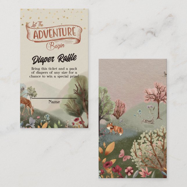 Let The Adventure Begin Diaper Raffle Tickets Enclosure Card (Front/Back)