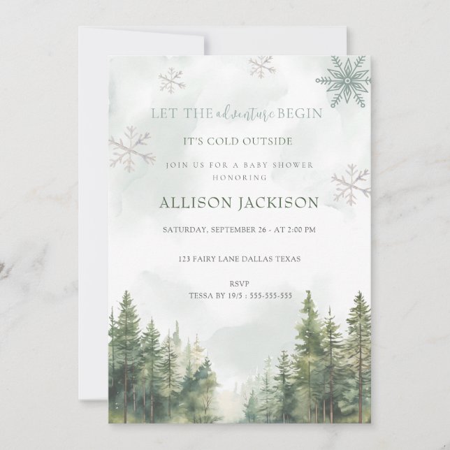 Let The Adventure Begin forest Boy Baby Shower  Invitation (Front)