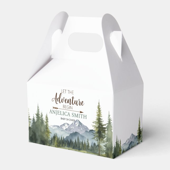 Let the Adventure Begin Forest Rustic Baby Shower Favour Box (Front Side)