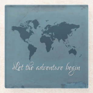 Let the adventure begin glass coaster
