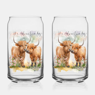 Let the adventure begin, highland cow can glass