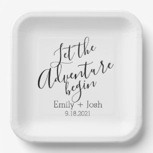 Let the adventure begin modern custom personalised paper plate