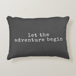 Let The Adventure Begin Modern Minimalist Quote Decorative Cushion