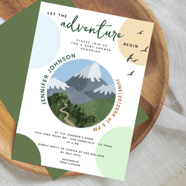 Let The Adventure Begin Mountain Baby Shower Invitation (Creator Uploaded)