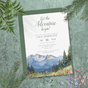 Let The Adventure Begin Mountain Baby Shower Invitation