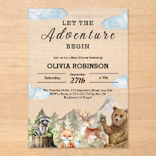 Let the Adventure Begin Mountain Boy Baby Shower  Acrylic Invitations