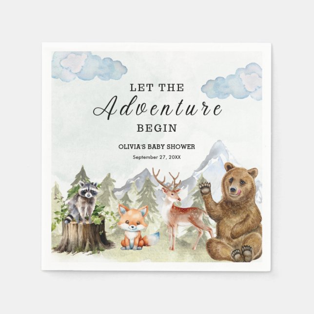 Let the Adventure Begin Mountain Boy Baby Shower  Napkin (Front)