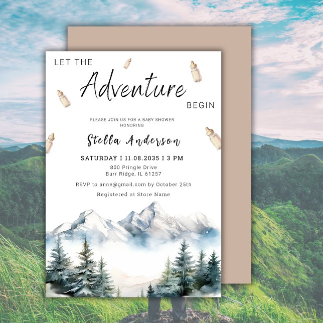 Let The Adventure Begin Mountain Girl Baby Shower Invitation (Creator Uploaded)