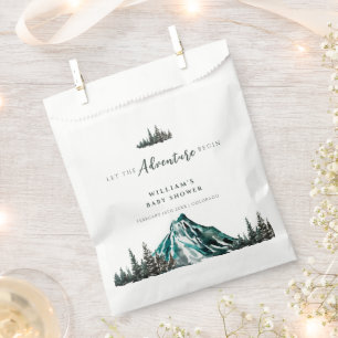 Let The Adventure Begin Mountain Pine Baby Shower Favour Bags