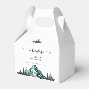 Let The Adventure Begin Mountain Pine Baby Shower Favour Box