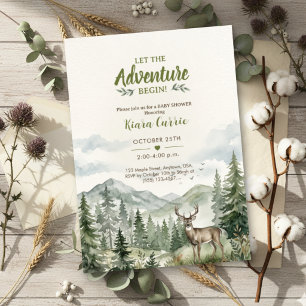 Let The Adventure Begin Mountain Woodland Invitation