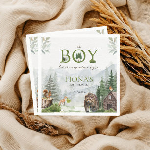 Let The Adventure Begin Mountains Boy Baby Shower Napkin