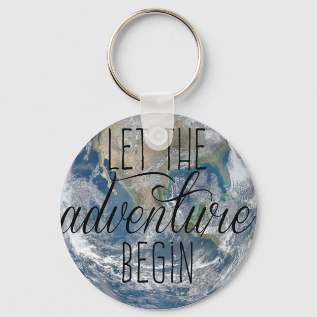 Let the adventure begin Mug, Quote Key Ring (Front)