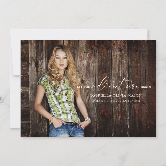 Let The Adventure Begin Photo Graduation Announcement (Front)