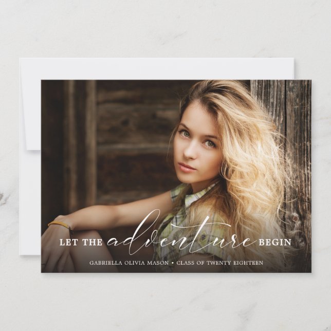 Let The Adventure Begin Photo Graduation Announcement (Front)