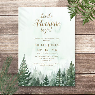 Let The Adventure Begin Pine Forest Retirement Invitation