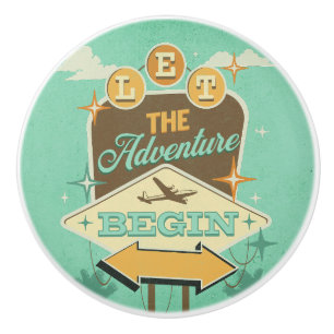 Let the adventure begin retro style design ceramic knob