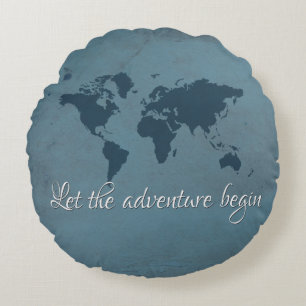 Let the adventure begin round cushion