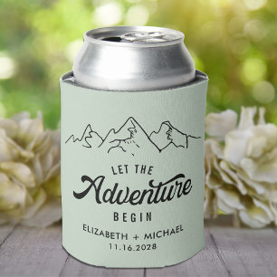 Let The Adventure Begin Sage Green Wedding Favour Can Cooler