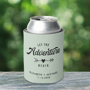 Let The Adventure Begin Sage Wedding Favour Can Cooler