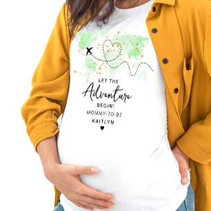 "Let The Adventure Begin!" Travel Map Baby Shower T-Shirt