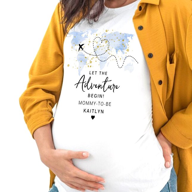 "Let The Adventure Begin!" Travel Map Baby Shower T-Shirt (Creator Uploaded)