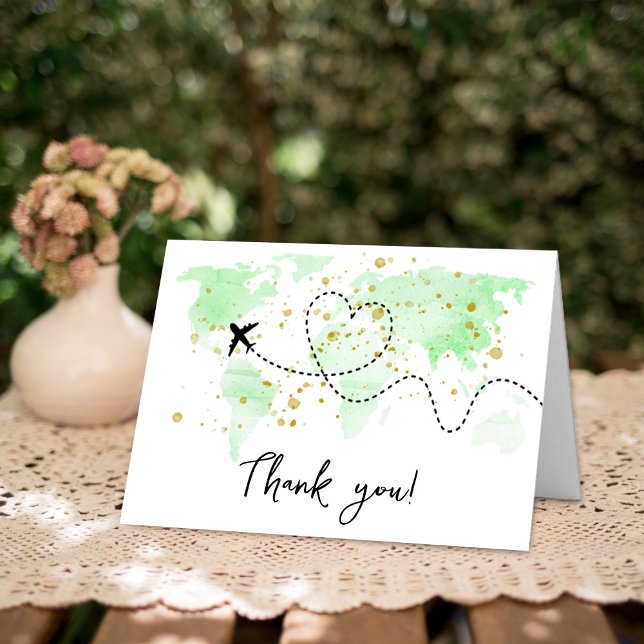 "Let The Adventure Begin!" Travel Map Baby Shower Thank You Card (Creator Uploaded)