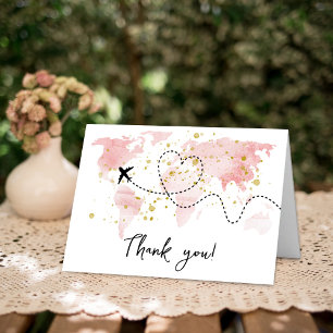 "Let The Adventure Begin!" Travel Map Baby Shower Thank You Card