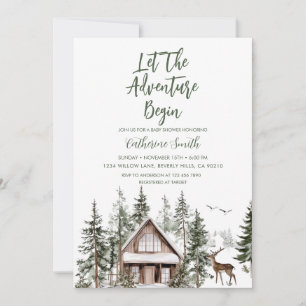 Let The Adventure Begin Winter Baby Shower Invitation
