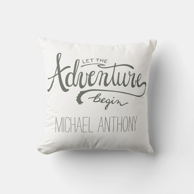 Let The Adventure Begin with Name Cushion (Front)