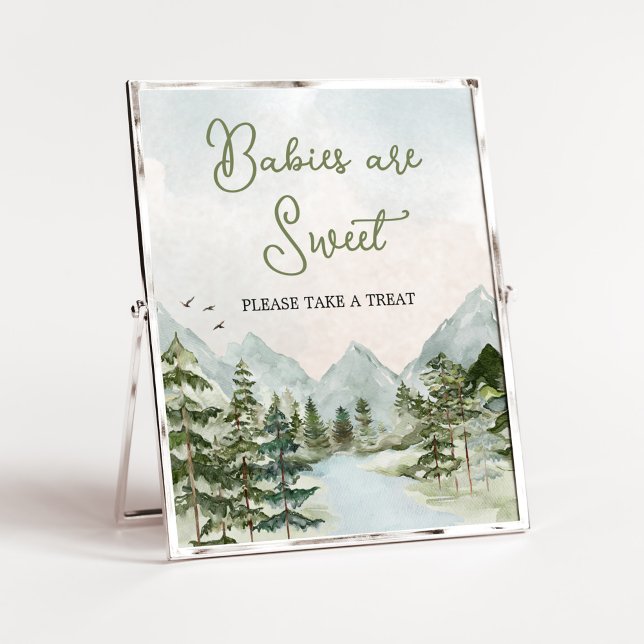 Let the Adventure Begin Woodland Babies are Sweet Poster (Forest Baby Shower Babies are Sweet Sign)