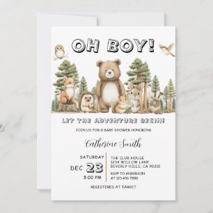 Let the Adventure Begin Woodland Baby Shower Invitation