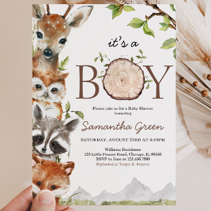 Let the Adventure Begin Woodland Baby Shower Invitation